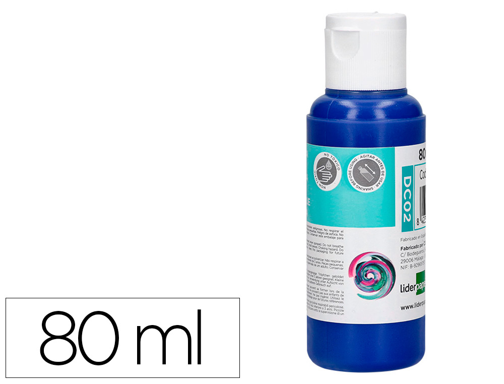 PEINTURE ACRYLIQUE LIDERPAPEL COLORIS BLEU OUTREMER         BOUTEILLE 80ML