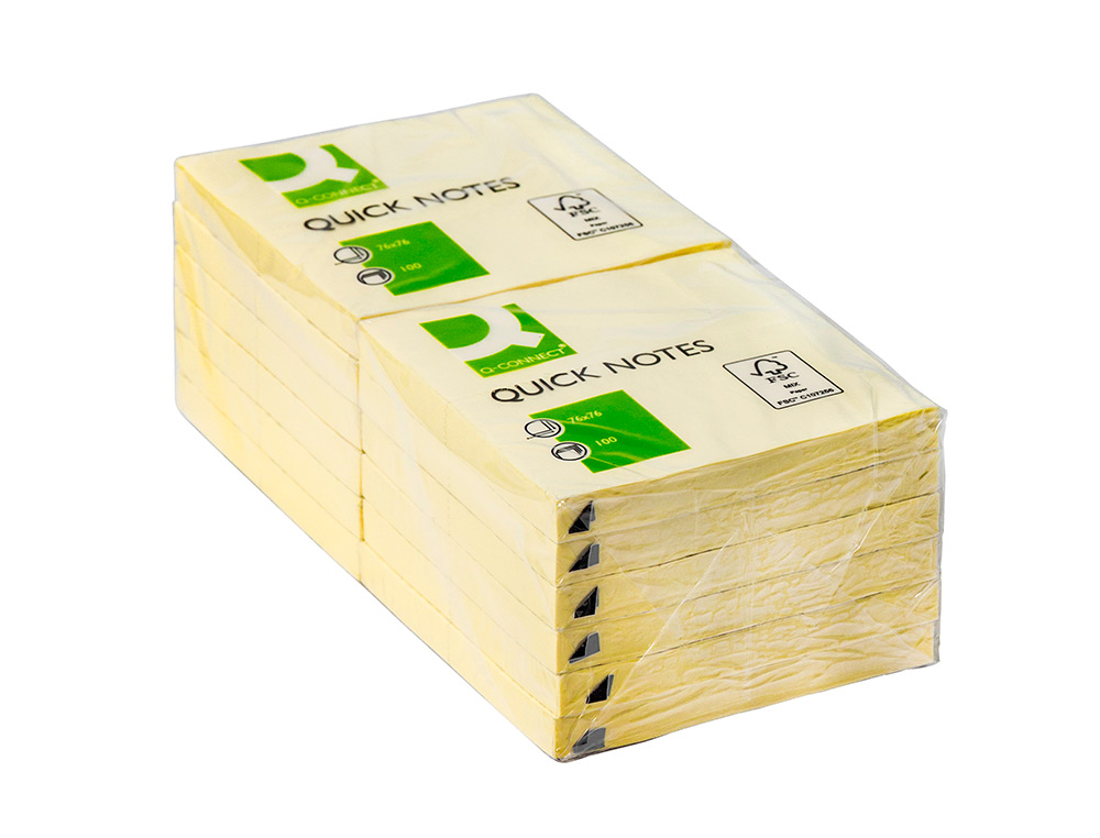 BLOC-NOTES Q-CONNECT QUICK NOTES 76X76MM 1 BLOC 100F REPOSITIONNABLES COLORIS JAUNE