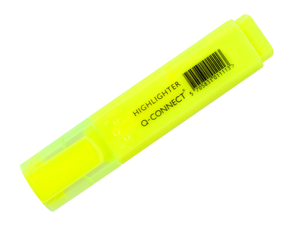 SURLIGNEUR Q-CONNECT TRACÉ 2/5 MM POINTE BISEAUTÉE COULEURS ÉCLATANTES JAUNE