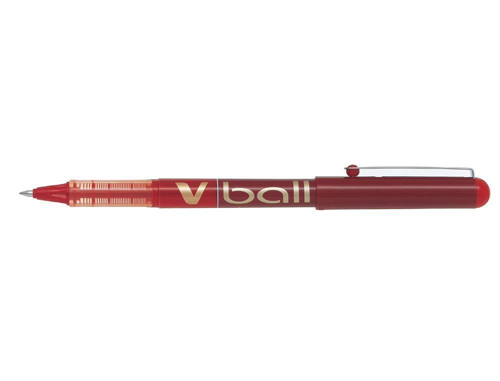 ROLLER PILOT VBALL 7 ÉCRITURE MOYENNE 0.5MM ENCRE LIQUIDE NIVEAU VISIBLE RÉGULATEUR DÉBIT CLIP MÉTAL COLORIS ROUGE