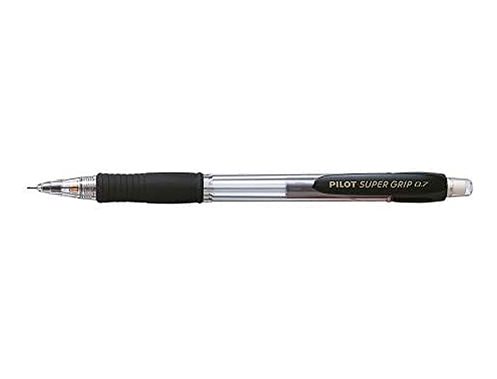 PORTE-MINE PILOT SUPER GRIP 0.7MM AVANCE AUTOMATIQUE CANON RENTRANT GRIP CAOUTCHOUC CORPS ERGONOMIQUE COLORIS NOIR