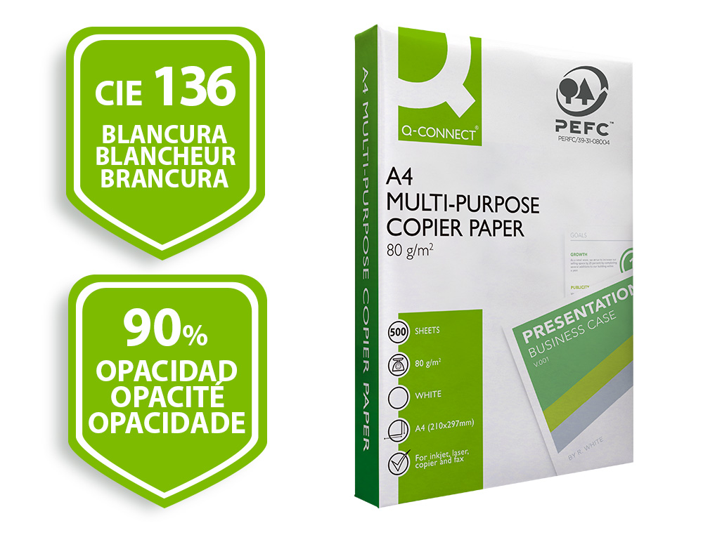 PAPIER Q-CONNECT A4 80G/M2 MULTIFONCTION ECONOMY 500 FEUILLES