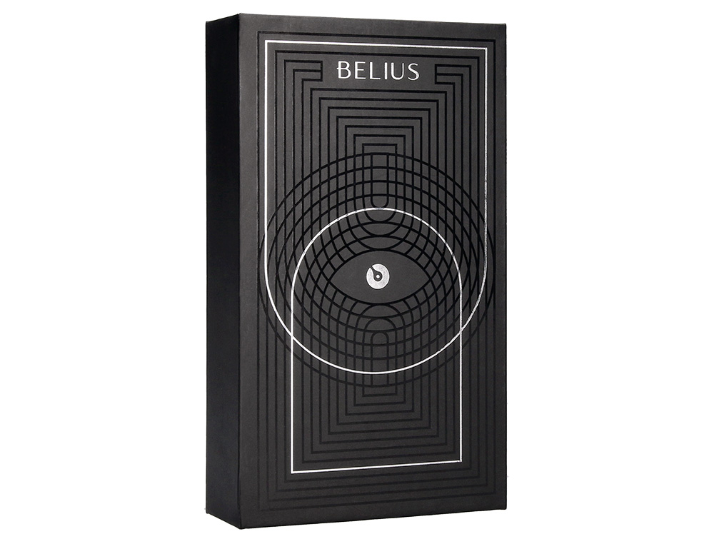 ROLLER ET ETUI SIMILI CUIR BELIUS TURBO ALUM. TEXTURE POINTILLEE ATTRIBUTS ARGENT ENCRE BLEUE COL. NOIR COFFRET CADEAU