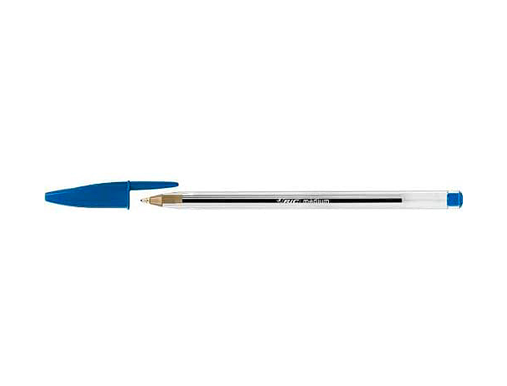 STYLO-BILLE BIC CRISTAL ÉCRITURE MOYENNE 0.5MM ENCRE CLASSIQUE BILLE INDÉFORMABLE CAPUCHON COULEUR ENCRE BLEU