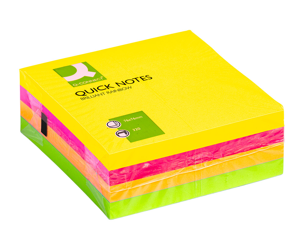 BLOC-NOTES Q-CONNECT CUBE QUICK NOTES 76X76MM 320F REPOSITIONNABLES SANS TRACES COLORIS NON