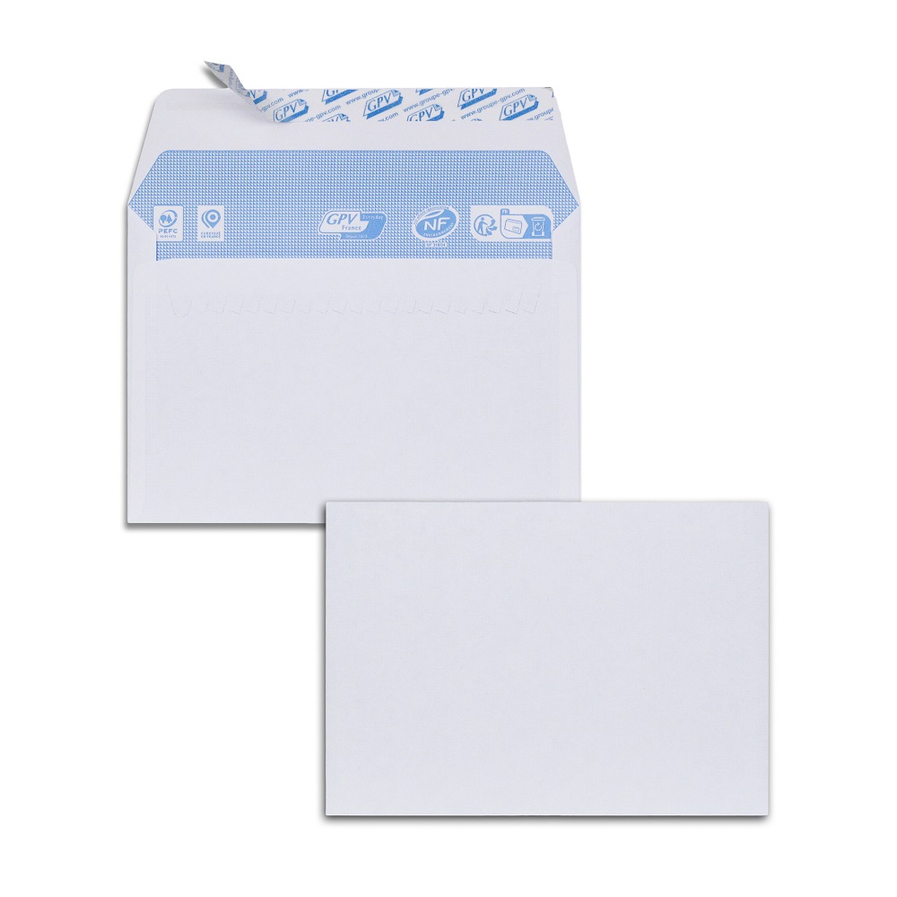 ENVELOPPE GPV CONOMIQUE VLIN BLANC 75G C6 114X162MM ADHSIVE PAQUET 50 UNITS
