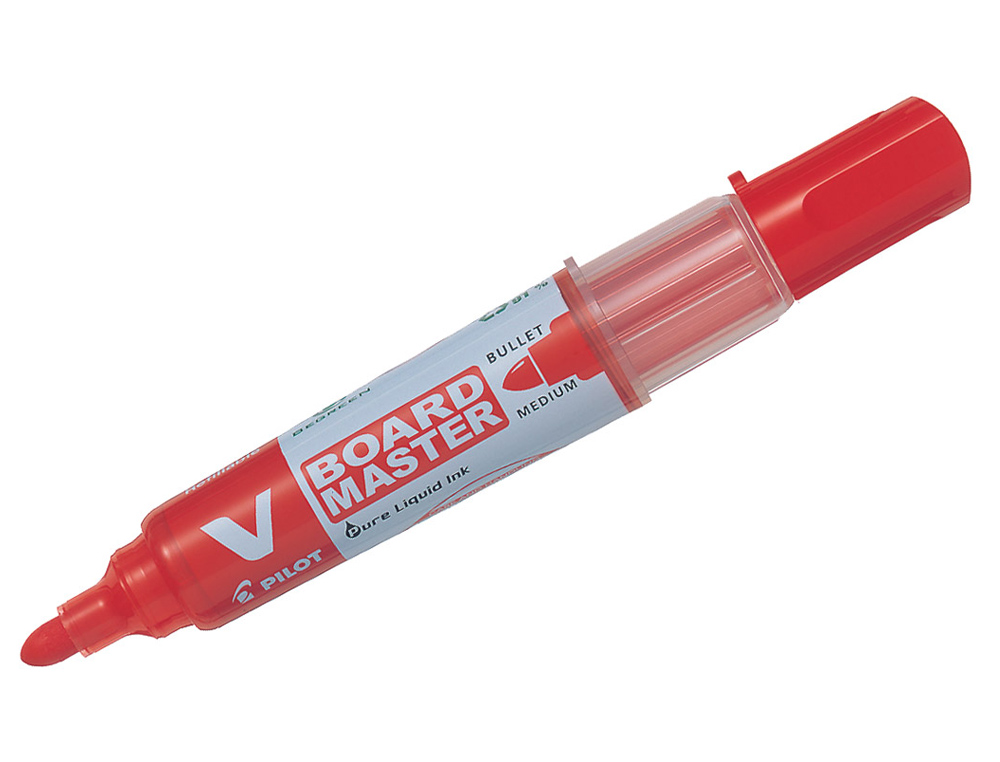 MARQUEUR PILOT V BOARD MASTER RECHARGEABLE POINTE OGIVE TRAC 2MM ENCRE LIQUIDE BASE ALCOOL COULEUR VIVE ROUGE