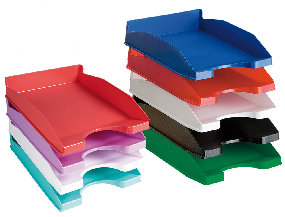 CORBEILLE  COURRIER Q-CONNECTPOLYPROPYLNE DOCUMENTS A4+ 240X320MM EMPILABLE 350X255X65MM COLORIS NOIR OPAQUE