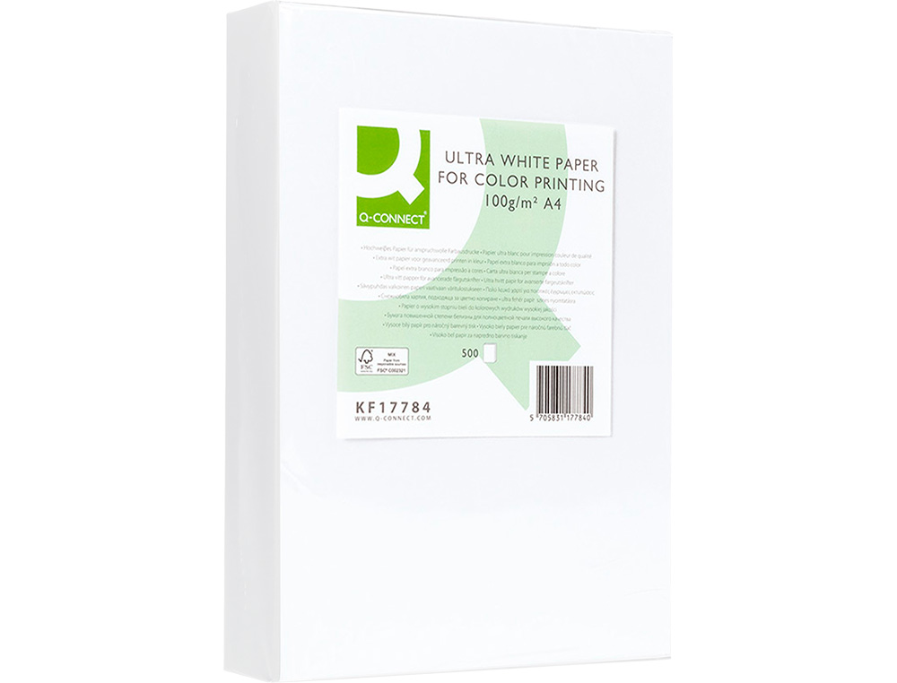 PAPIER Q-CONNECT MULTIFONCTION ULTRAWHITE A4 100G/M2 BLANCHEUR 170 OPACIT 96 RIGIDIT 60 500 FEUILLES