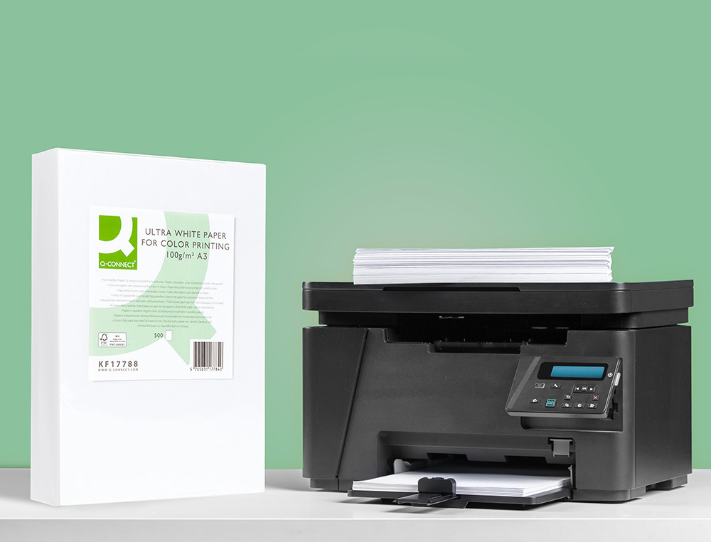 PAPIER Q-CONNECT MULTIFONCTION ULTRAWHITE A3 100G/M2 BLANCHEUR 170 OPACITÉ 96 RIGIDITÉ 60 500 FEUILLES