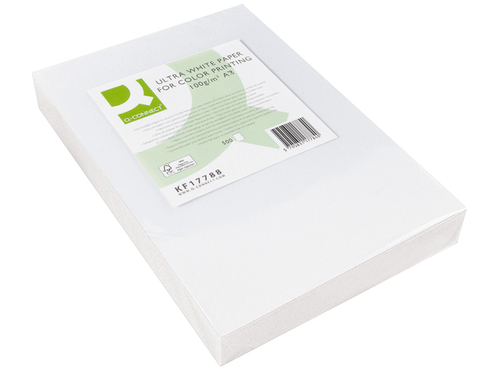 PAPIER Q-CONNECT MULTIFONCTION ULTRAWHITE A3 100G/M2 BLANCHEUR 170 OPACITÉ 96 RIGIDITÉ 60 500 FEUILLES