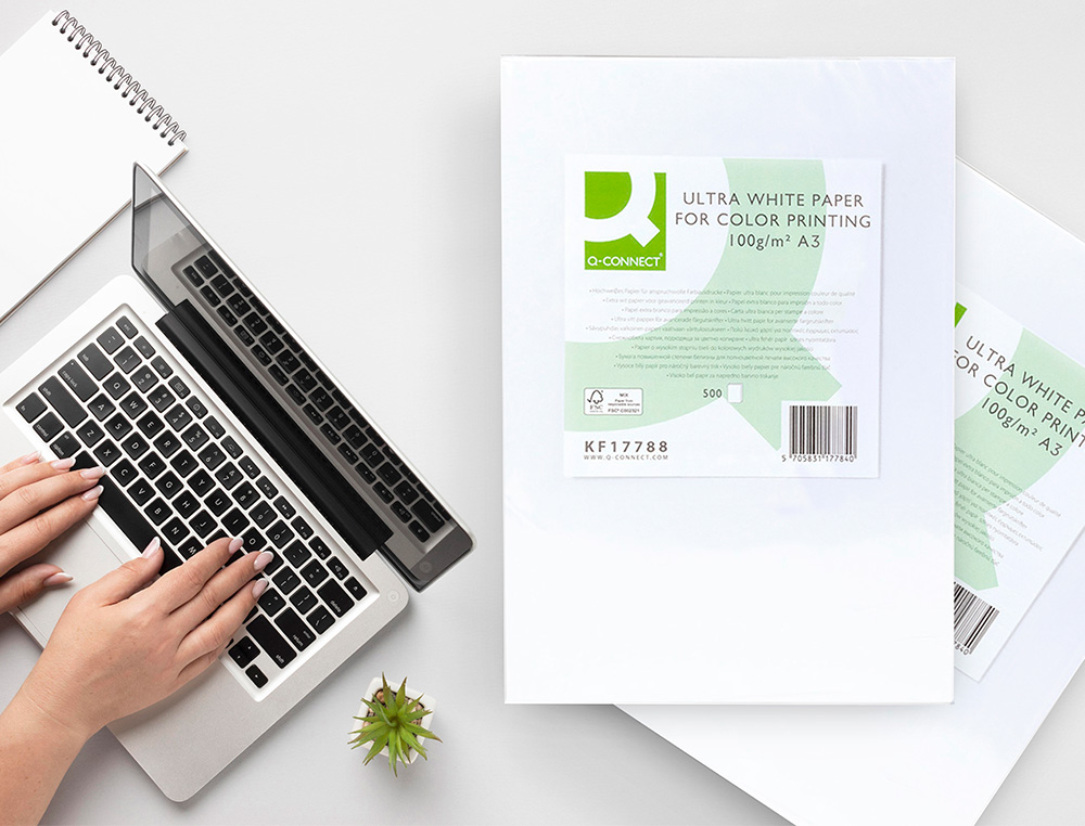 PAPIER Q-CONNECT MULTIFONCTION ULTRAWHITE A3 100G/M2 BLANCHEUR 170 OPACITÉ 96 RIGIDITÉ 60 500 FEUILLES