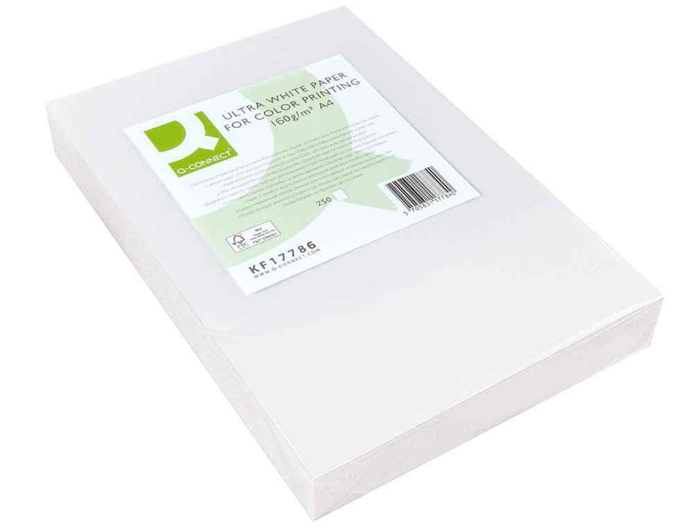 PAPIER Q-CONNECT MULTIFONCTION ULTRAWHITE A4 160G/M2 BLANCHEUR 170 OPACITÉ 96 RIGIDITÉ 60 250 FEUILLES