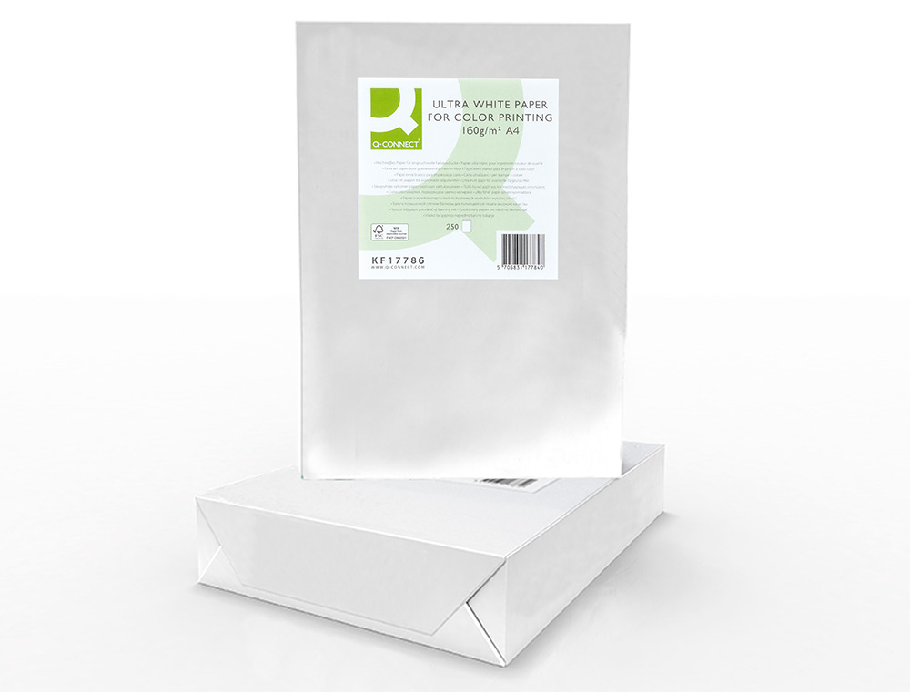 PAPIER Q-CONNECT MULTIFONCTION ULTRAWHITE A4 160G/M2 BLANCHEUR 170 OPACITÉ 96 RIGIDITÉ 60 250 FEUILLES