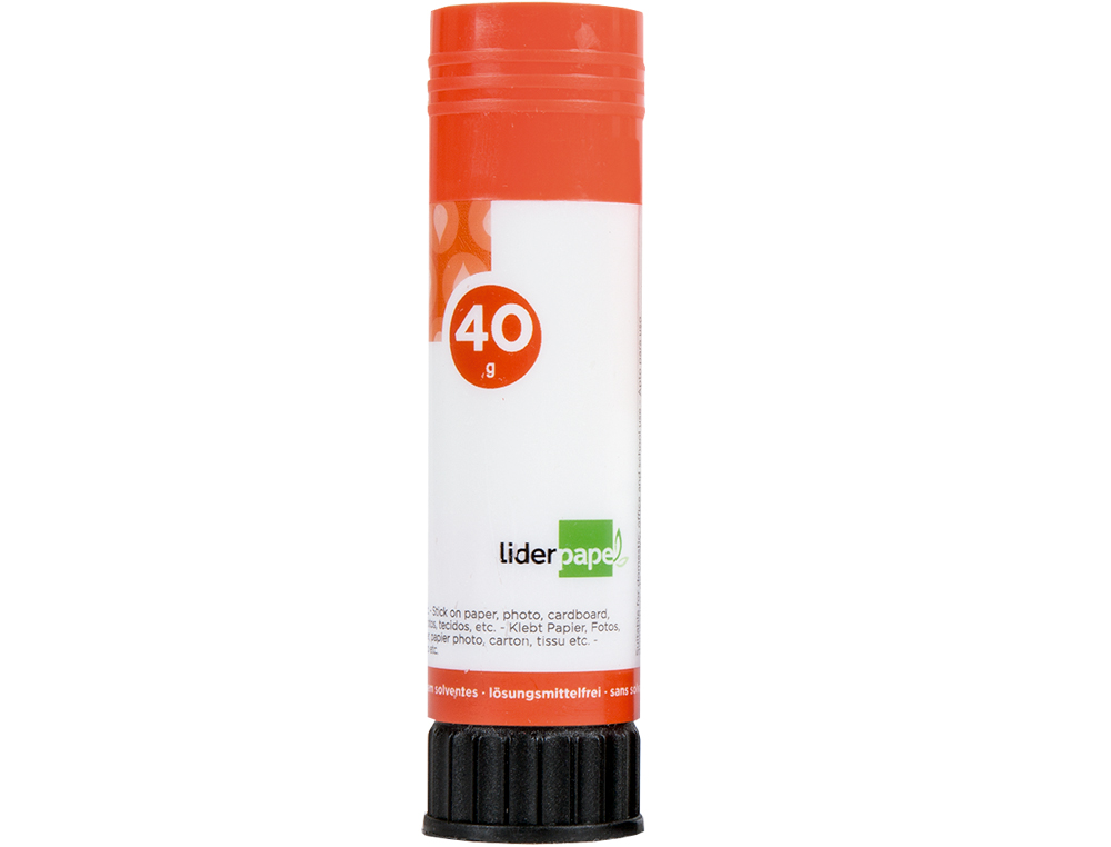 COLLE BLANCHE LIDERPAPEL ADHÉSIF HAUTE QUALITÉ GLISSEMENT MAXIMUM SÉCHAGE INSTANTANÉ UTILISATION SCOLAIRE BÂTON 40G