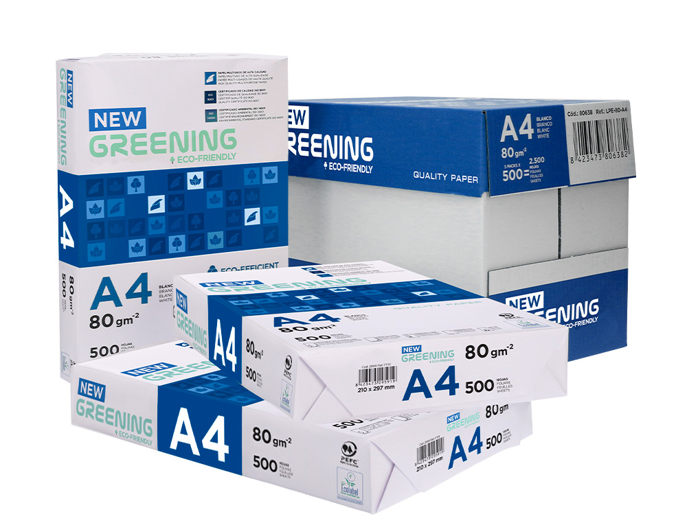 PAPIER LIDERPAPEL MULTIFONCTION GREENING A4 80G HAUTE QUALITÉ PEFC BLANCHEUR 146 OPACITÉ 92 RIGIDITÉ 112 500F