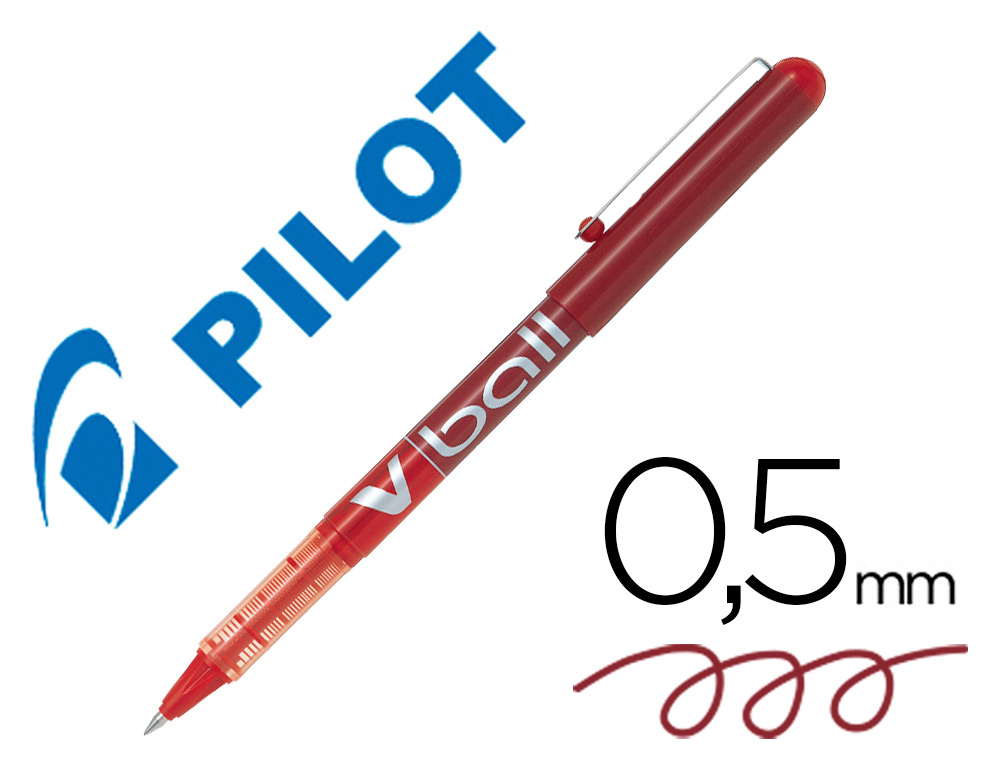 ROLLER PILOT VBALL 5 CRITURE FINE 0.3MM ENCRE LIQUIDE NIVEAU VISIBLE RGULATEUR DBIT CLIP MTAL COLORIS ROUGE