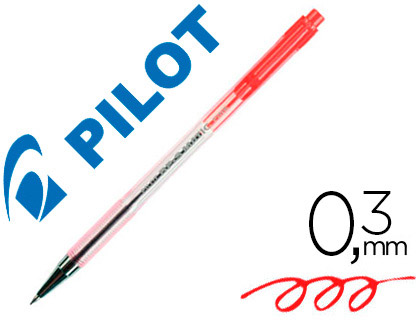 STYLO-BILLE PILOT BP-S MATIC CRITURE FINE 0.3MM 800M ENCRE CLASSIQUE RTRACTABLE CORPS TRANSLUCIDE RECHARGEABLE ROUGE