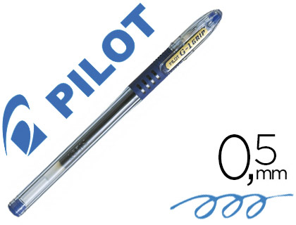 STYLO-BILLE PILOT G1 GRIP CRITURE MOYENNE 0.5MM ENCRE GEL RECHARGEABLE CORPS TRANSLUCIDE GRIP CAOUTCHOUC BLEU