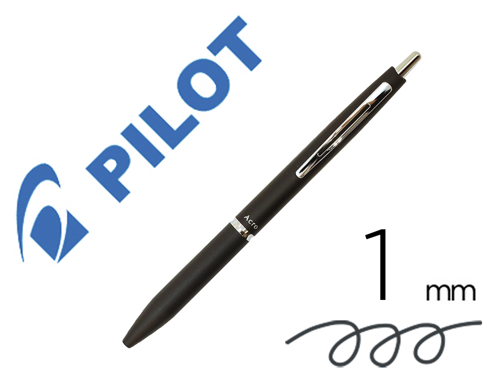 STYLO-BILLE PILOT ACRO 1000 RETRACTABLE POINTE MOYENNE    1MM ENCRE NOIRE RECHARGEABLE  COLORIS NOIR AVEC COFFRET