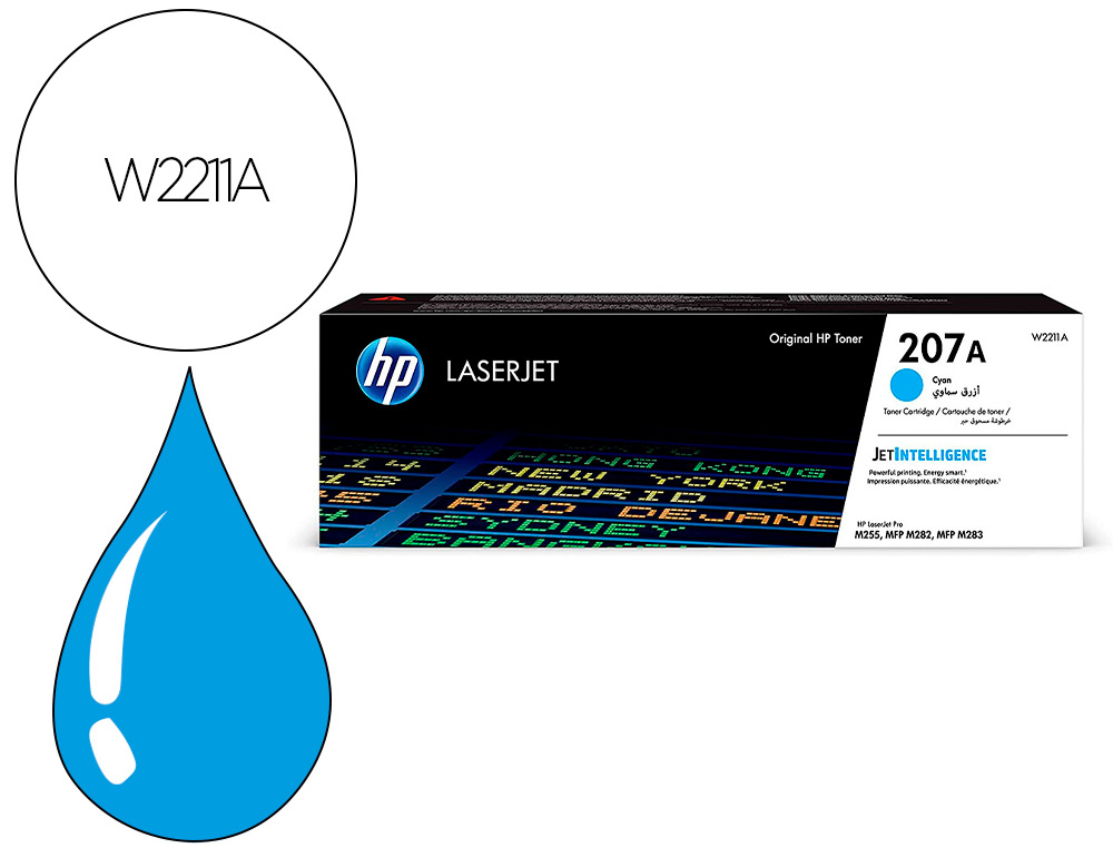 CARTOUCHE D'ENCRE HP 207A POUR HP COLOR LASERJET PRO    M255DW M255NW M282NW M283FDN  CYAN 1250P
