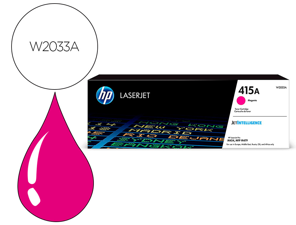 CARTOUCHE D'ENCRE HP 415A POUR HP COLOR LASERJET PRO    M454 MFP M479 MAGENTA 2100P