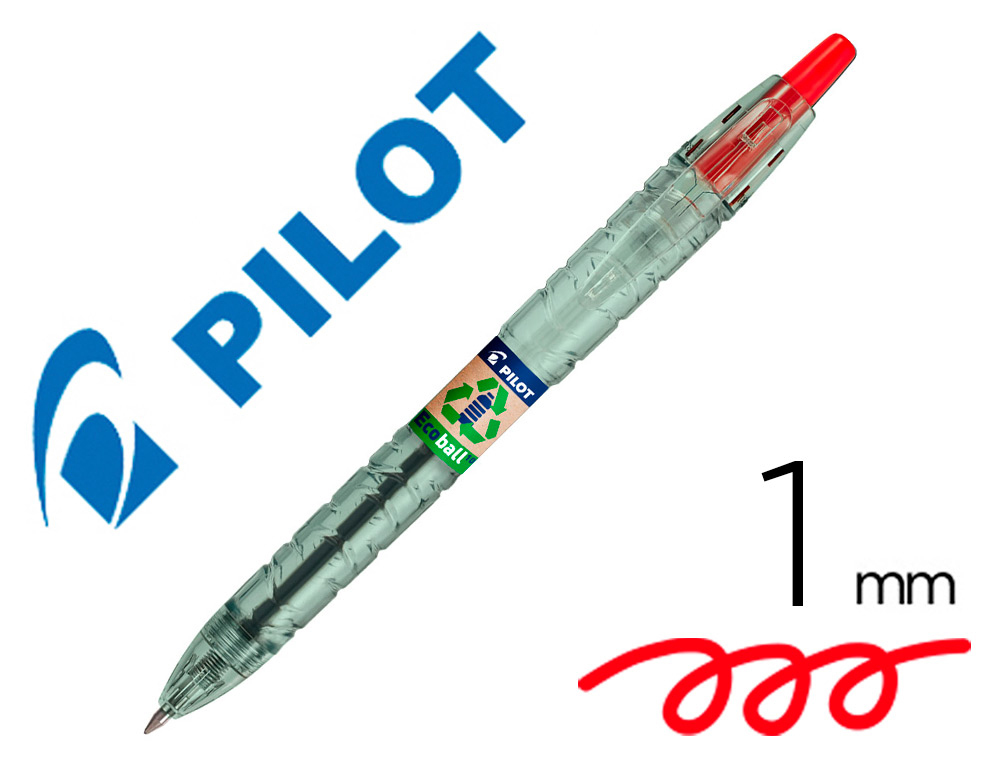 STYLO-BILLE PILOT B2P ECOBALL BEGREEN RETRACTABLE           RECHARGEABLE. POINTE MOYENNE. COLORIS ROUGE
