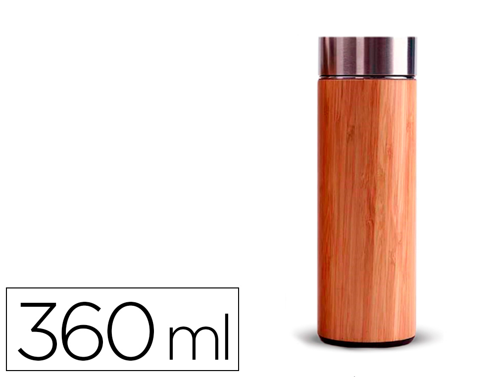 THEIERE BAMBOU 360 ML DOUBLE PAROI THERMIQUE EN ACIER      INOXIDABLE