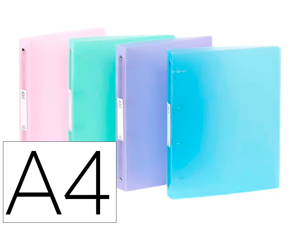 CLASSEUR A4 VIQUEL COUVERTURE SOUPLE DOS 4CM 4 ANNEAUX      POLYPROPYLENE PROPYSOFT       COLORIS ASSORTIS