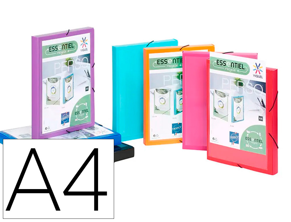 BOITE DE CLASSEMENT COOLBOX A4 DOS 3CM POLYPROPYLENE      ESSENTIEL RECYCLE COLORIS     ASSORTIS