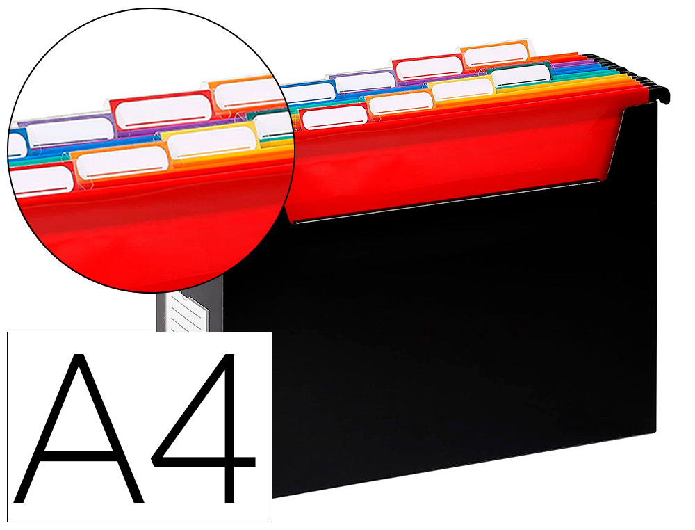 BOITE EASYCASE RAINBOW CLASS 8 DOSSIERS                    SUSPENDUSPOLYPROPYLENE A4     32,8X24X12CM COLORIS NOIR