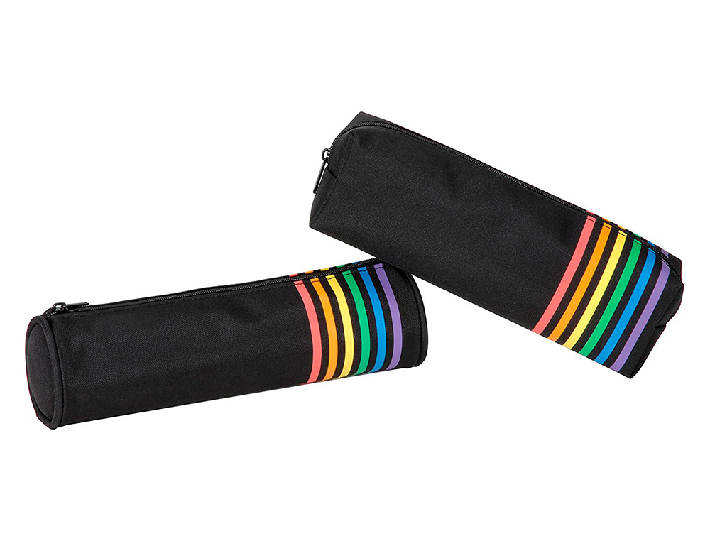 TROUSSE SCOLAIRE RAINBOW CLASS DIMENSIONS ROND         21X5,5CM DIMENSIONS RECTANGLE 21X4,5X6CM COLORIS NOIR