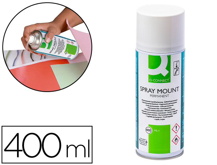COLLE Q-CONNECT ADHESIF SPRAY MOUNT ADHESIF PERMANENT       FLACON 400 ML