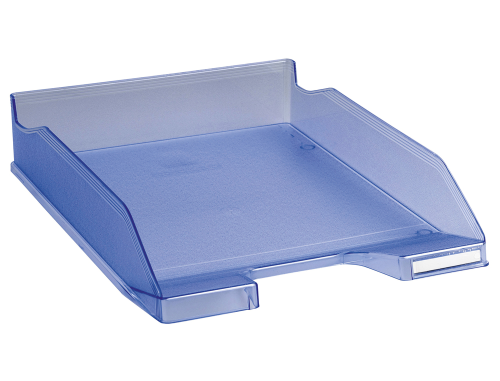 CORBEILLE COURRIER EXACOMPTA MIDI-COMBO SUPERPOSABLE VERTICALE/ESCALIER COLORIS BLEU GLACE TRANSLUCIDE