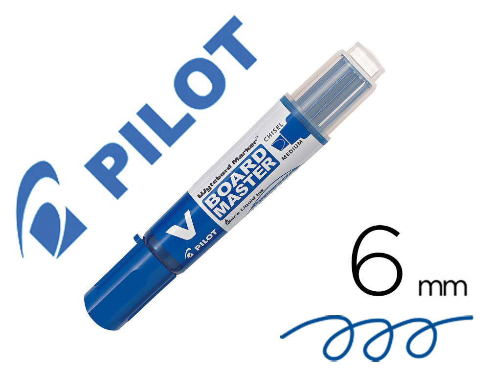 MARQUEUR PILOT V-BOARD MASTER RECYCLE EFFACABLE A SEC ET    RECHARGEABLE POINTE BISEAUTEE LARGE 6 MM COLORIS BLEU