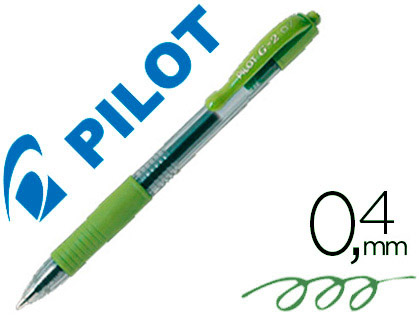 ROLLER PILOT G2 7 FUN ECRITURE MOYENNE 0.4MM ENCRE GEL RETRACTABLE CORPS TRANSLUCIDE GRIP CAOUTCHOUC CITRON VERT