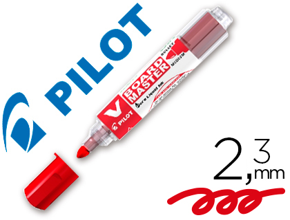 MARQUEUR PILOT V BOARD MASTER RECHARGEABLE POINTE OGIVE TRAC 2MM ENCRE LIQUIDE BASE ALCOOL COULEUR VIVE ROUGE