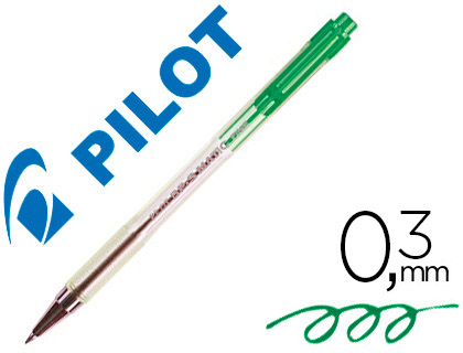 STYLO-BILLE PILOT BP-S MATIC CRITURE FINE 0.3MM 800M ENCRE CLASSIQUE RTRACTABLE CORPS TRANSLUCIDE RECHARGEABLE VERT