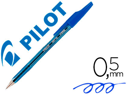 STYLO-BILLE PILOT BP-S CRITURE MOYENNE 0.5MM ENCRE DOUCE POINTE INDFORMABLE RECHARGEABLE CORPS TRANSLUCIDE BLEU