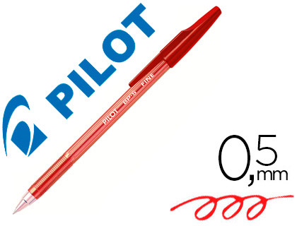 STYLO-BILLE PILOT BP-S CRITURE MOYENNE 0.5MM ENCRE DOUCE POINTE INDFORMABLE RECHARGEABLE CORPS TRANSLUCIDE ROUGE