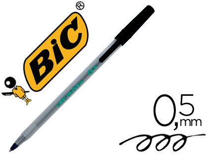 STYLO-BILLE BIC COLUTIONS ROUND CRITURE MOYENNE 0.5MM ENCRE CLASSIQUE RECYCLE CONOMIQUE CORPS FIN LGER COLORIS NOIR