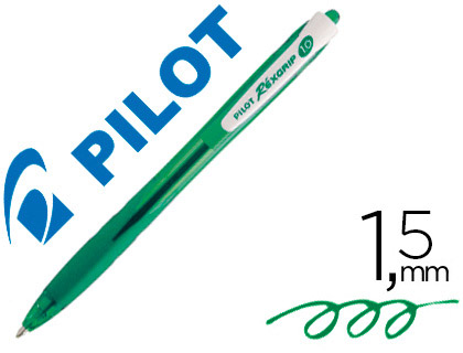 STYLO-BILLE PILOT REXGRIP CRITURE MOYENNE 1.5MM INDFORMABLE ENCRE ULTRA DOUCE RTRACTABLE RECHARGEABLE COULEUR VERTE