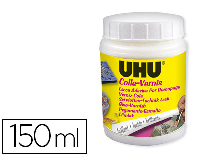 COLLE VERNIS UHU TOUS DCOUPAGES TOUS MATRIAUX FINITION BRILLANTE SCHAGE RAPIDE POT 150ML
