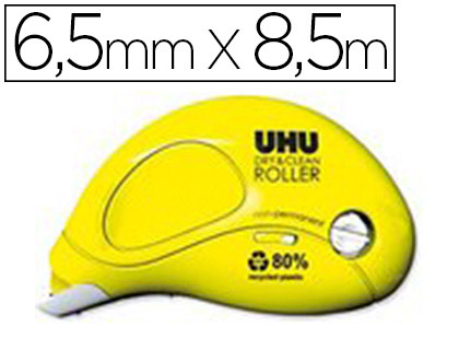 COLLE UHU GLUE ROLLER REPOSITIONNABLE ERGONOMIQUE CONSOMMATION VISIBLE SYSTME MICRODPT 6.5MMX8.5M