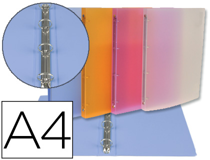 CLASSEUR CAHIER VIQUEL 4 ANNEAUX RONDS 15MM POLYPROPYLNE PROPYSOFT TRANSLUCIDE A4 245X315MM DOS 25MM 6 COLORIS ASSORTIS