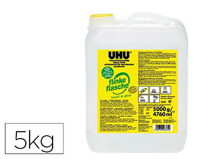 COLLE UHU TWIST&GLUE SANS SOLVANT TRANSPARENTE MULTI-MATERIAUX BIDON DE 5KG
