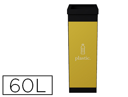 CORBEILLE PAPERFLOW TRI SLECTIF PLASTIQUE 60L POLYSTYRNE CHOC HAUTE RSISTANCE ROBUSTE COLORIS NOIR/JAUNE