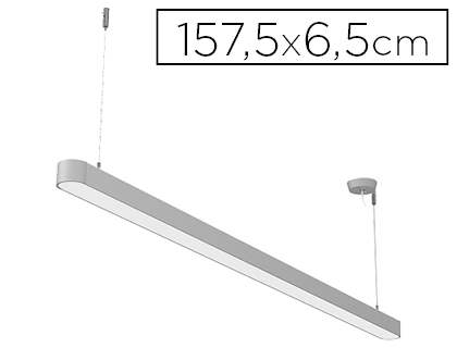 PLAFONNIER MAULSTRAIGHT LED BASSE CONSOMMATION CORDON 2.5M CLASSE A+ 45W CORPS ALUMINIUM ARGENT 1575MM
