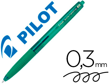 STYLO-BILLE PILOT SUPER GRIP G RTRACTABLE POINTE LARGE 1.2 MM COLORIS VERT