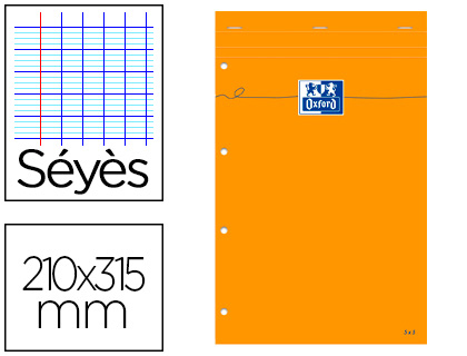 BLOC OXFORD ORANGE A4 PAPIER OPTIK PAPER EXTRA-BLANC 80G COUVERTURE CARTE ENDUITE 21X31,5CM 80 FEUILLES PERFORES SYS